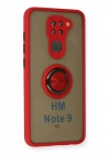 Mey İthalat®   Redmi Note 9 Kılıf Montreal Yüzüklü Silikon Kapak - Kırmızı