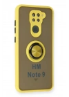 Mey İthalat®   Redmi Note 9 Kılıf Montreal Yüzüklü Silikon Kapak - Sarı