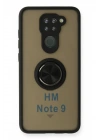 Mey İthalat®   Redmi Note 9 Kılıf Montreal Yüzüklü Silikon Kapak - Siyah