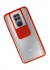 Mey İthalat®   Redmi Note 9 Kılıf Palm Buzlu Kamera Sürgülü Silikon - Kırmızı