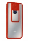 Mey İthalat®   Redmi Note 9 Kılıf Palm Buzlu Kamera Sürgülü Silikon - Kırmızı