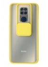 Mey İthalat®   Redmi Note 9 Kılıf Palm Buzlu Kamera Sürgülü Silikon - Sarı