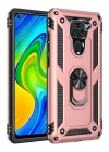 Mey İthalat®   Redmi Note 9 Kılıf Sofya Yüzüklü Silikon Kapak - Rose