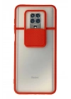 Mey İthalat®   Redmi Note 9 Pro Kılıf Palm Buzlu Kamera Sürgülü Silikon - Kırmızı
