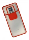 Mey İthalat®   Redmi Note 9 Pro Kılıf Palm Buzlu Kamera Sürgülü Silikon - Kırmızı