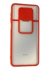 Mey İthalat®   Redmi Note 9 Pro Kılıf Palm Buzlu Kamera Sürgülü Silikon - Kırmızı