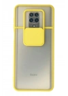 Mey İthalat®   Redmi Note 9 Pro Kılıf Palm Buzlu Kamera Sürgülü Silikon - Sarı