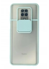 Mey İthalat®   Redmi Note 9 Pro Kılıf Palm Buzlu Kamera Sürgülü Silikon - Turkuaz