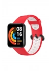 Mey İthalat®   Redmi Watch 2 Spor Delikli Kordon - Kırmızı-Beyaz
