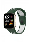 Mey İthalat®   Redmi Watch 3 Spor Delikli Kordon - Haki Yeşil-Beyaz