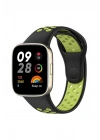 Mey İthalat®   Redmi Watch 3 Spor Delikli Kordon - Siyah-Yeşil