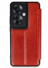 Mey İthalat®   Reno 11F Kılıf Flip Cover - Kırmızı