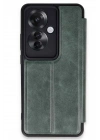 Mey İthalat®   Reno 11F Kılıf Flip Cover - Koyu Yeşil