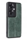 Mey İthalat®   Reno 11F Kılıf Flip Cover - Koyu Yeşil