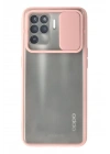 Mey İthalat®   Reno 5 Lite Kılıf Palm Buzlu Kamera Sürgülü Silikon - Pembe