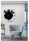 Mey İthalat® Rock Band ve Müzik Temalı Ahşap Duvar Saati - 40x40 cm Lazer Kesim