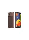 Mey İthalat®  Samsung Galaxy A01 Core Kılıf Auto Focus Karbon Kapak - Kahverengi