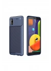 Mey İthalat®  Samsung Galaxy A01 Core Kılıf Auto Focus Karbon Kapak - Lacivert