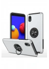 Mey İthalat®  Samsung Galaxy A01 Core Kılıf Elit Yüzüklü Kapak - Gümüş