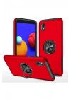 Mey İthalat®  Samsung Galaxy A01 Core Kılıf Elit Yüzüklü Kapak - Kırmızı
