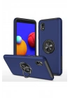 Mey İthalat®  Samsung Galaxy A01 Core Kılıf Elit Yüzüklü Kapak - Lacivert