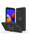 Mey İthalat®  Samsung Galaxy A01 Core Kılıf Elit Yüzüklü Kapak - Siyah
