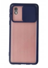 Mey İthalat®  Samsung Galaxy A01 Core Kılıf Palm Buzlu Kamera Sürgülü Silikon - Lacivert