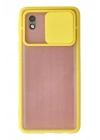 Mey İthalat®  Samsung Galaxy A01 Core Kılıf Palm Buzlu Kamera Sürgülü Silikon - Sarı