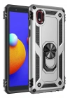 Mey İthalat®  Samsung Galaxy A01 Core Kılıf Sofya Yüzüklü Silikon Kapak - Gümüş