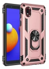 Mey İthalat®  Samsung Galaxy A01 Core Kılıf Sofya Yüzüklü Silikon Kapak - Rose