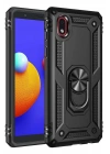 Mey İthalat®  Samsung Galaxy A01 Core Kılıf Sofya Yüzüklü Silikon Kapak - Siyah