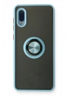 Mey İthalat®  Samsung Galaxy A02 Kılıf Montreal Yüzüklü Silikon Kapak - Buz Mavi