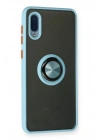 Mey İthalat®  Samsung Galaxy A02 Kılıf Montreal Yüzüklü Silikon Kapak - Buz Mavi