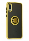 Mey İthalat®  Samsung Galaxy A02 Kılıf Montreal Yüzüklü Silikon Kapak - Sarı