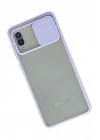 Mey İthalat®  Samsung Galaxy A02 Kılıf Palm Buzlu Kamera Sürgülü Silikon - Lila