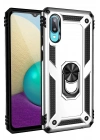 Mey İthalat®  Samsung Galaxy A02 Kılıf Sofya Yüzüklü Silikon Kapak - Gümüş