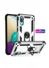 Mey İthalat®  Samsung Galaxy A02 Kılıf Sofya Yüzüklü Silikon Kapak - Gümüş