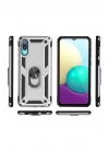 Mey İthalat®  Samsung Galaxy A02 Kılıf Sofya Yüzüklü Silikon Kapak - Gümüş
