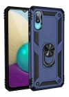 Mey İthalat®  Samsung Galaxy A02 Kılıf Sofya Yüzüklü Silikon Kapak - Lacivert