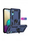Mey İthalat®  Samsung Galaxy A02 Kılıf Sofya Yüzüklü Silikon Kapak - Lacivert