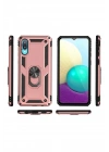 Mey İthalat®  Samsung Galaxy A02 Kılıf Sofya Yüzüklü Silikon Kapak - Rose