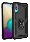 Mey İthalat®  Samsung Galaxy A02 Kılıf Sofya Yüzüklü Silikon Kapak - Siyah