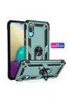 Mey İthalat®  Samsung Galaxy A02 Kılıf Sofya Yüzüklü Silikon Kapak - Yeşil