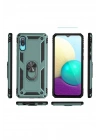 Mey İthalat®  Samsung Galaxy A02 Kılıf Sofya Yüzüklü Silikon Kapak - Yeşil