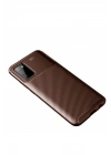 Mey İthalat®  Samsung Galaxy A02S Kılıf Auto Focus Karbon Kapak - Kahverengi