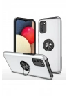 Mey İthalat®  Samsung Galaxy A02S Kılıf Elit Yüzüklü Kapak - Gümüş