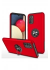 Mey İthalat®  Samsung Galaxy A02S Kılıf Elit Yüzüklü Kapak - Kırmızı