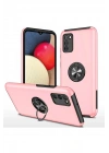 Mey İthalat®  Samsung Galaxy A02S Kılıf Elit Yüzüklü Kapak - Pembe
