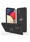 Mey İthalat®  Samsung Galaxy A02S Kılıf Elit Yüzüklü Kapak - Siyah