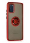 Mey İthalat®  Samsung Galaxy A02S Kılıf Montreal Yüzüklü Silikon Kapak - Kırmızı